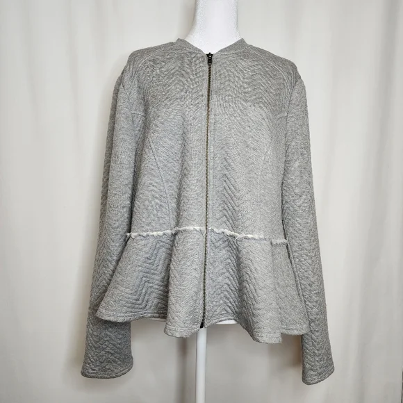 Torrid Peplum Grey Fleece Full Zipper Longsleeve Women's Size 2 (2x-20) - Picture 2 of 12